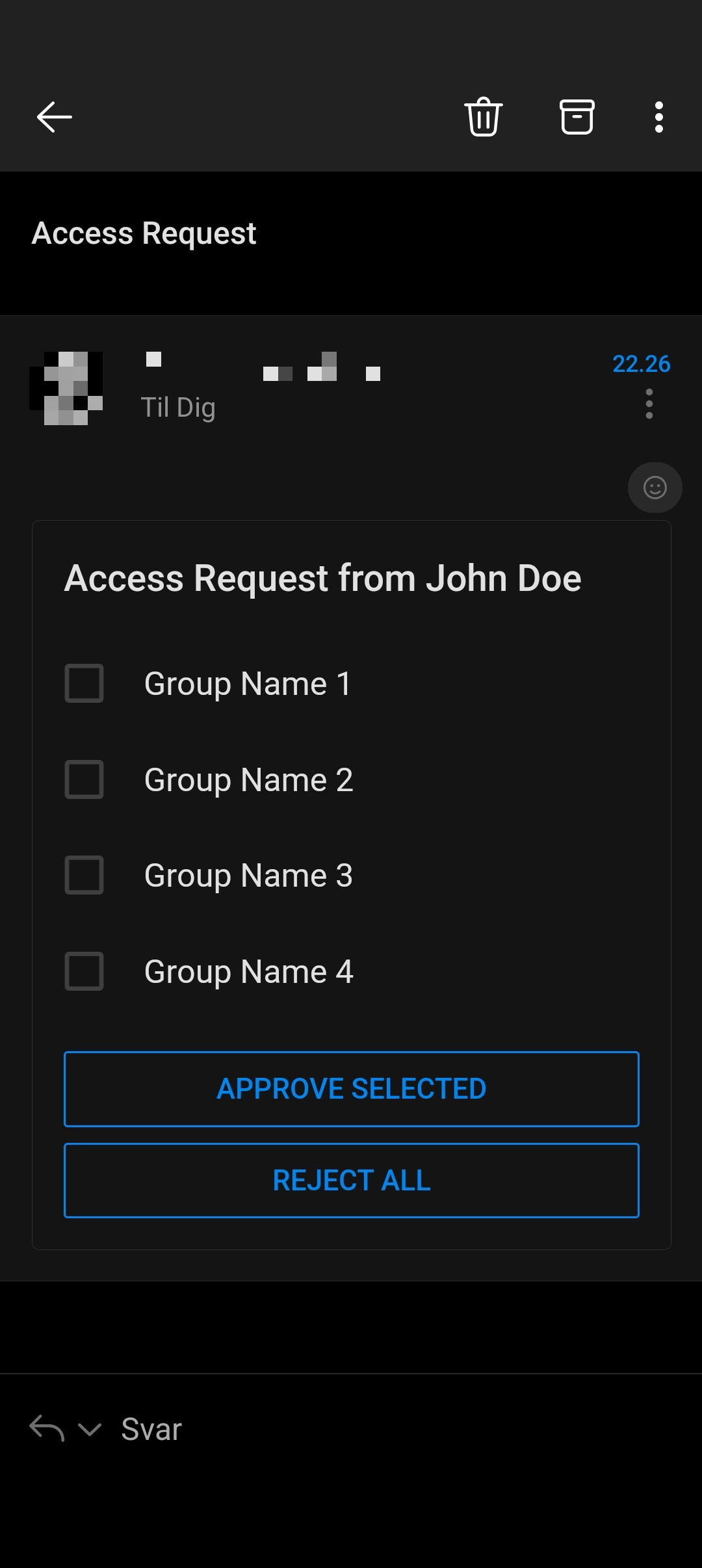 access request example mobile