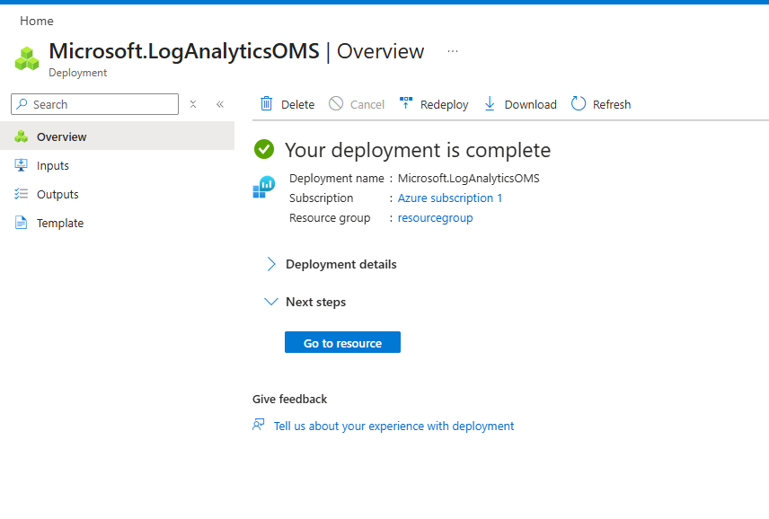 Setup Log analytics workspace 4