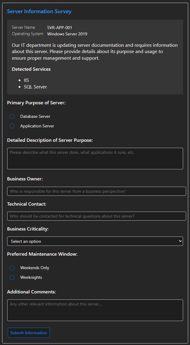 New-AMServerPurposeSurveyCard