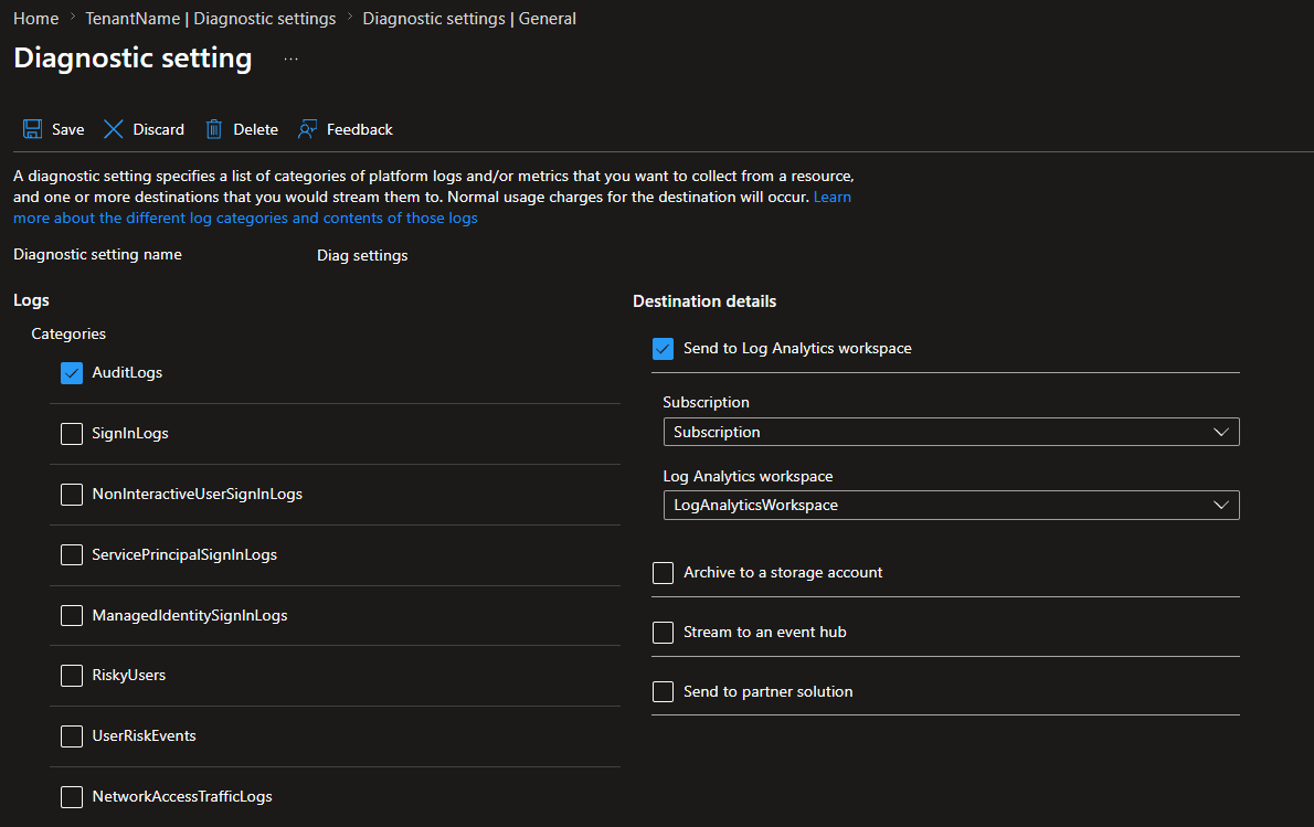 Diagnostic Settings